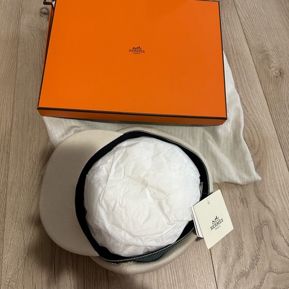 Hermes Cotton Hemp Cavale Pop cap 57 Ecru Marine - Picture 10 of 13